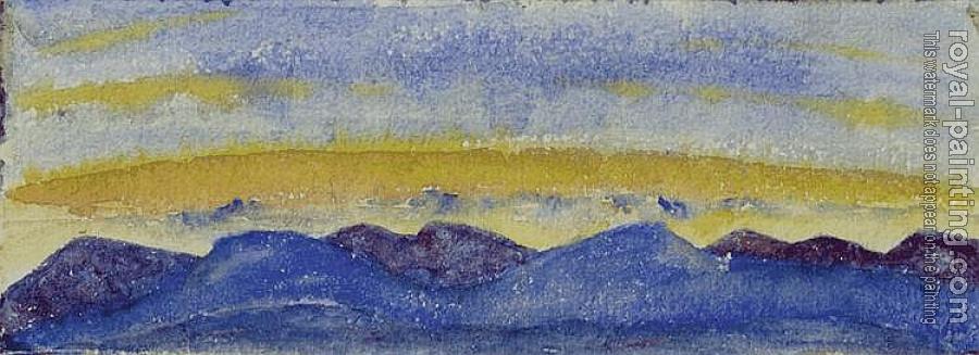 Cuno Amiet : Mountain chain at sunset